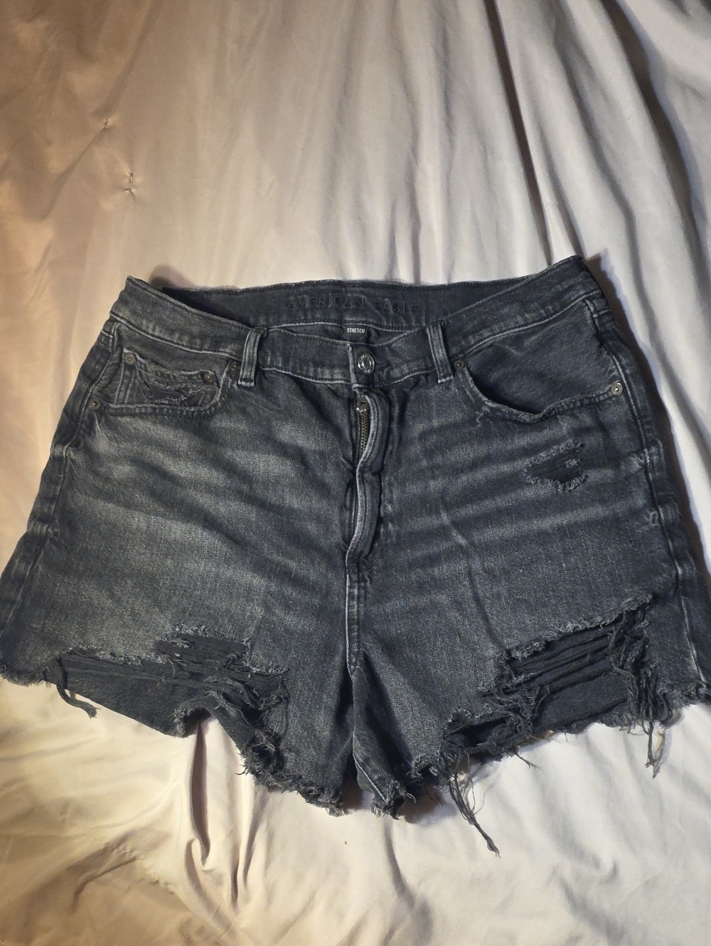 American Eagle Outfitters Distressed Charcoal Black Denim Shorts